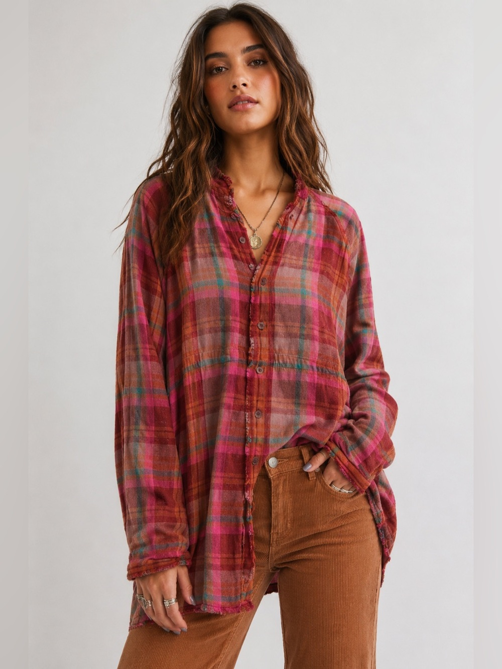 Plaid Button-Up Shirt/Shacket